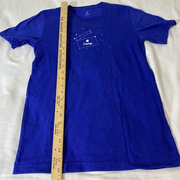 Apple Camp Blue Tee Shirt Short Sleeve Size Small Make Movie Magic Director Cut - Picture 5 of 7